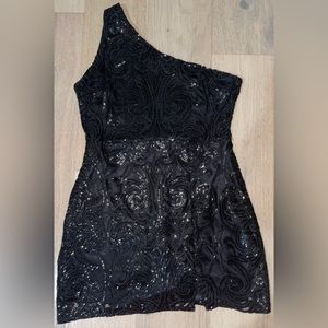 Lulus black sequin dress , size Large, worn once.